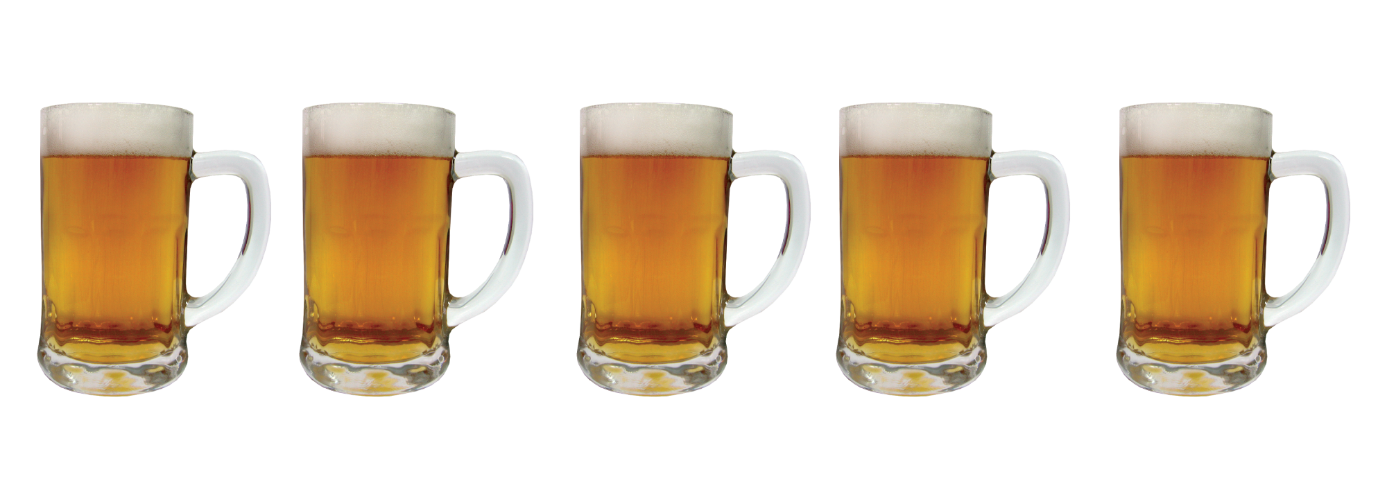 5 beer mugs filled in out of 5