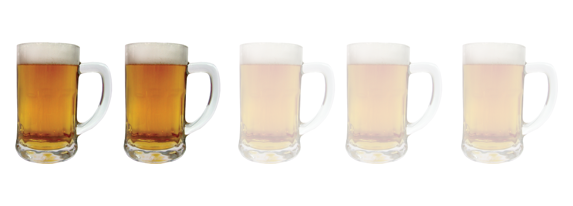2 beer mugs filled in out of 5